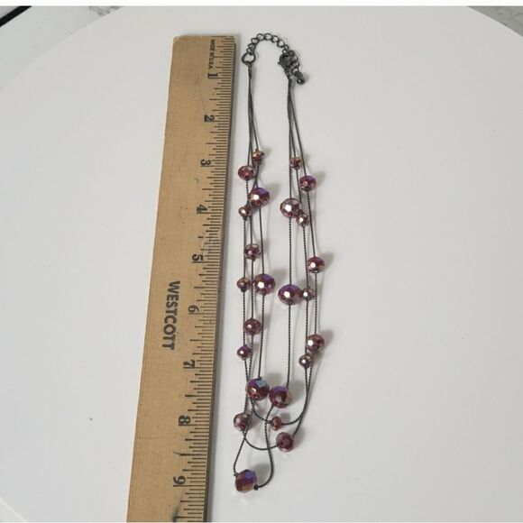 MULTI-STRAND Gunmetal Chain Faceted Beads Necklace & Earrings Set - Picture 7 of 8